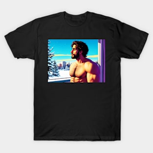 Winter Holiday Hunk 05 Shirtless Man T-Shirt